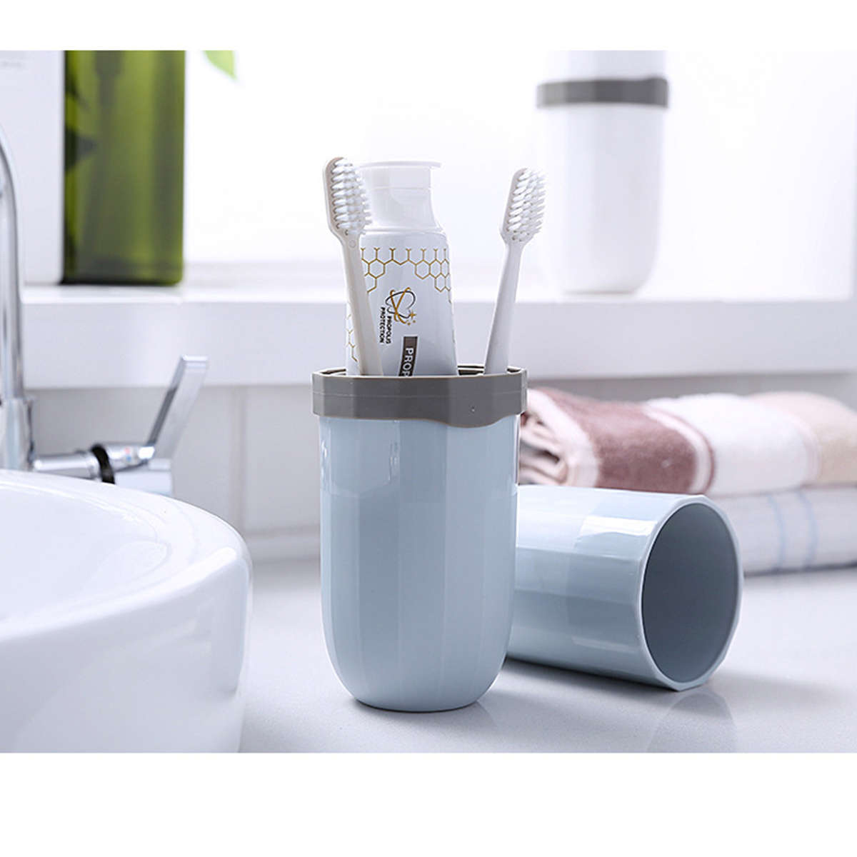 Comprar Soporte para pasta de dientes, taza para cepillo de dientes,  contenedor de viaje portátil, estuche para cepillo de dientes eléctrico