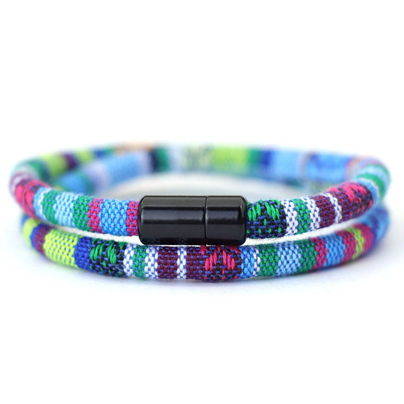 Men's Colored Fabric Braided Wristband Bracelet