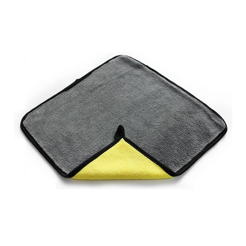 Plush Microfiber Cleaning Cloth Towel 5 Pcs Grey&Yellow