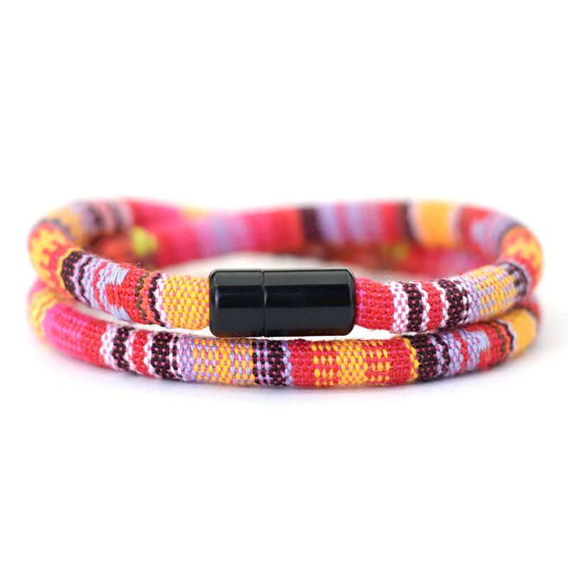 Men's Colored Fabric Braided Wristband Bracelet