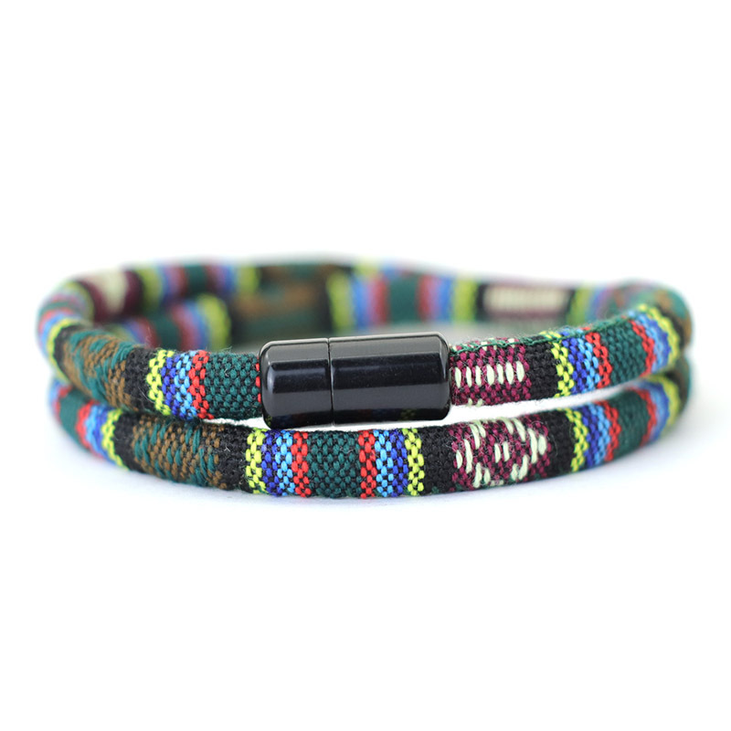 Men's Colored Fabric Braided Wristband Bracelet
