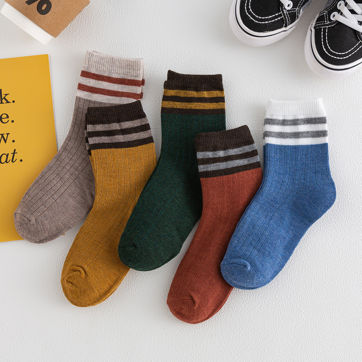 12 Pairs Toddler Boys Kids Socks With Grip Non-slip Bottom, Breathable  Comfy Crew Socks For Infants Baby Children