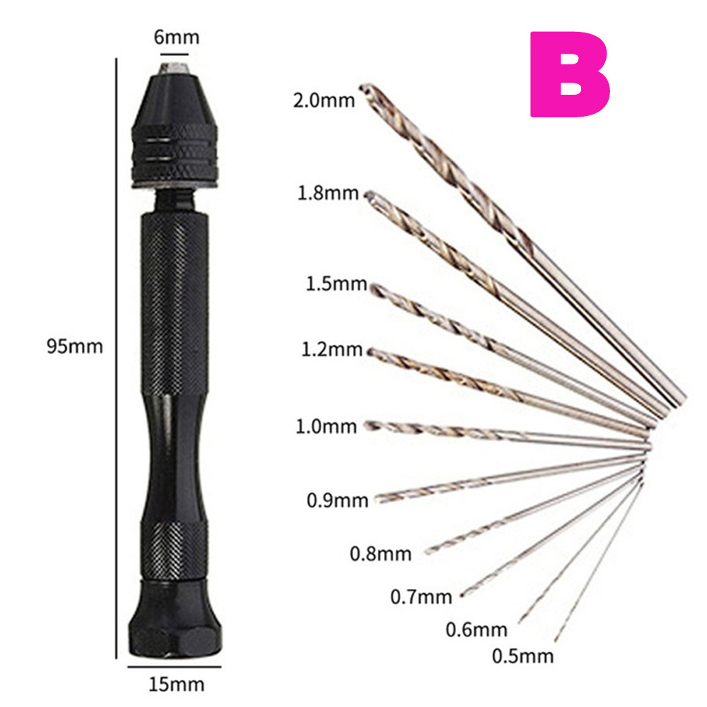 0.3-3.2mm Small Hand Drill with 20pcs Drill Bits For Model Hobby DIY  Woodworking