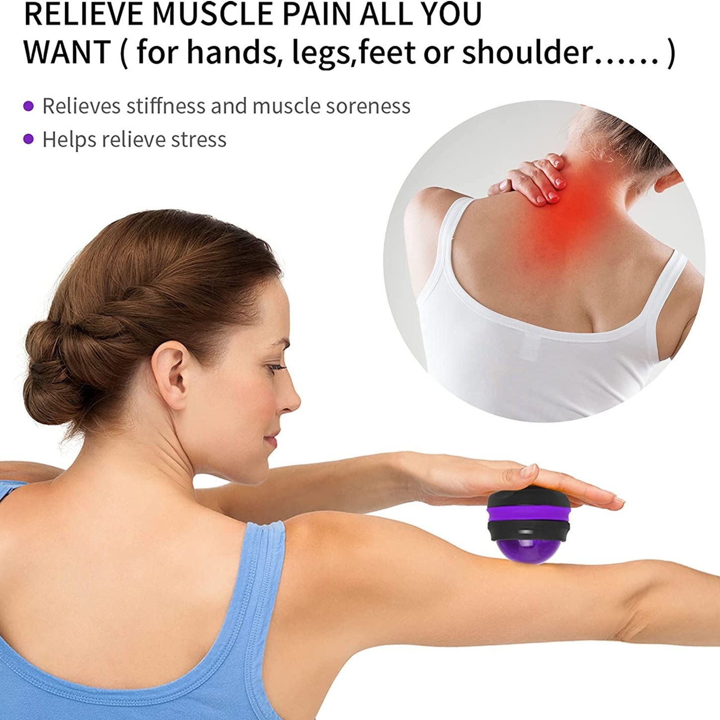 Massage Ball Roller Massager Self Massage Body Therapy Foot Hip Back Relaxer Stress Release