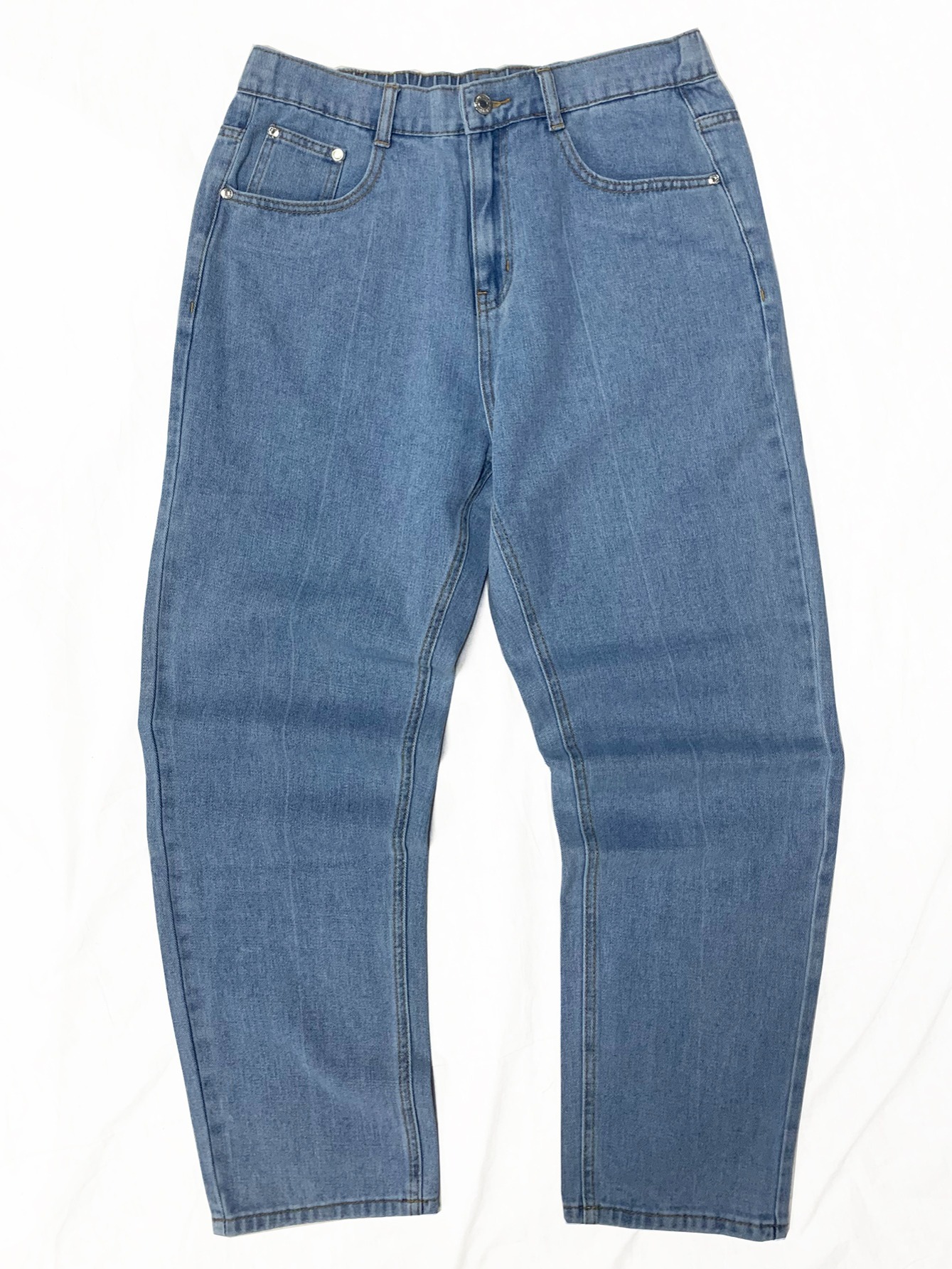 Mens Casual Trendy Vintage Street Style Denim Jeans Loose Wide Leg ...