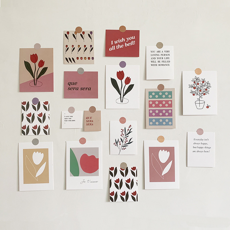 Image of A Set Of 17 Instagram-style Artistic Postcards, Wall Stickers, Postcards, Oil Painting-inspired Room Wall Decor, And Journaling Materials