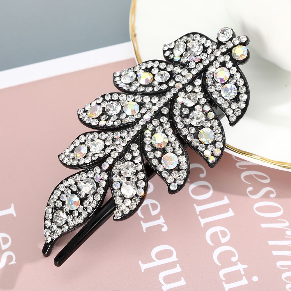 Flower Leaf Rhinestone Hair Clip For Women Crystal Fancy Hair Clips Thick  Long Decorative Hair Accessories | Shop On Temu And Start Saving | Temu