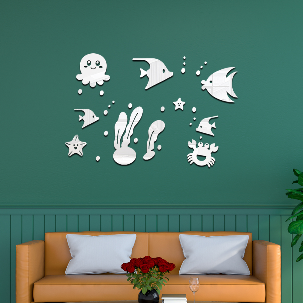 Sea World Mirror Stickers Cartoon Ocean Fish Stickers Temu