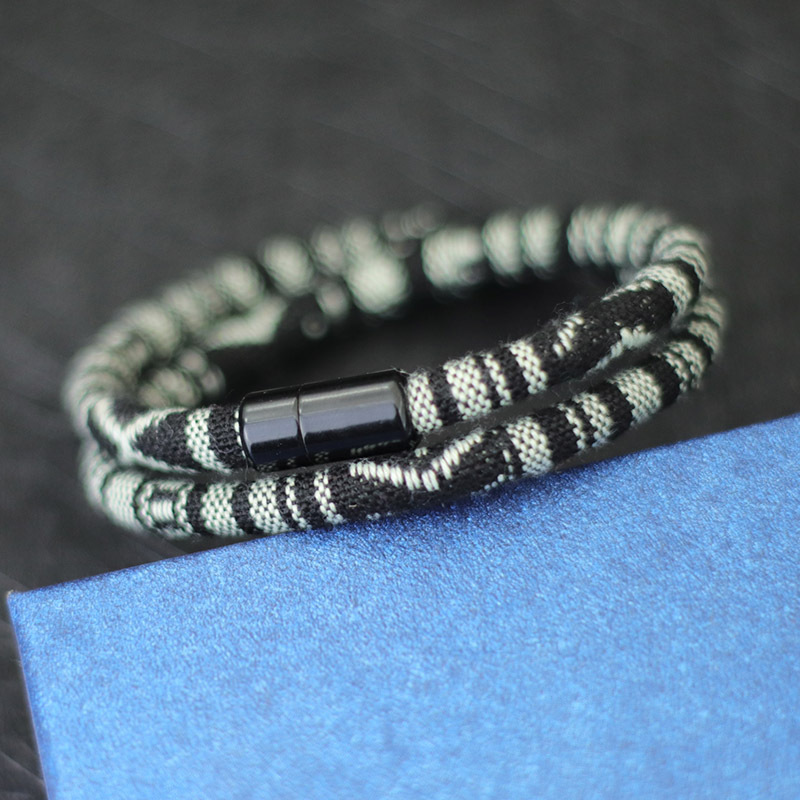 Men's Colored Fabric Braided Wristband Bracelet