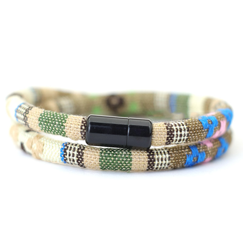 Men's Colored Fabric Braided Wristband Bracelet