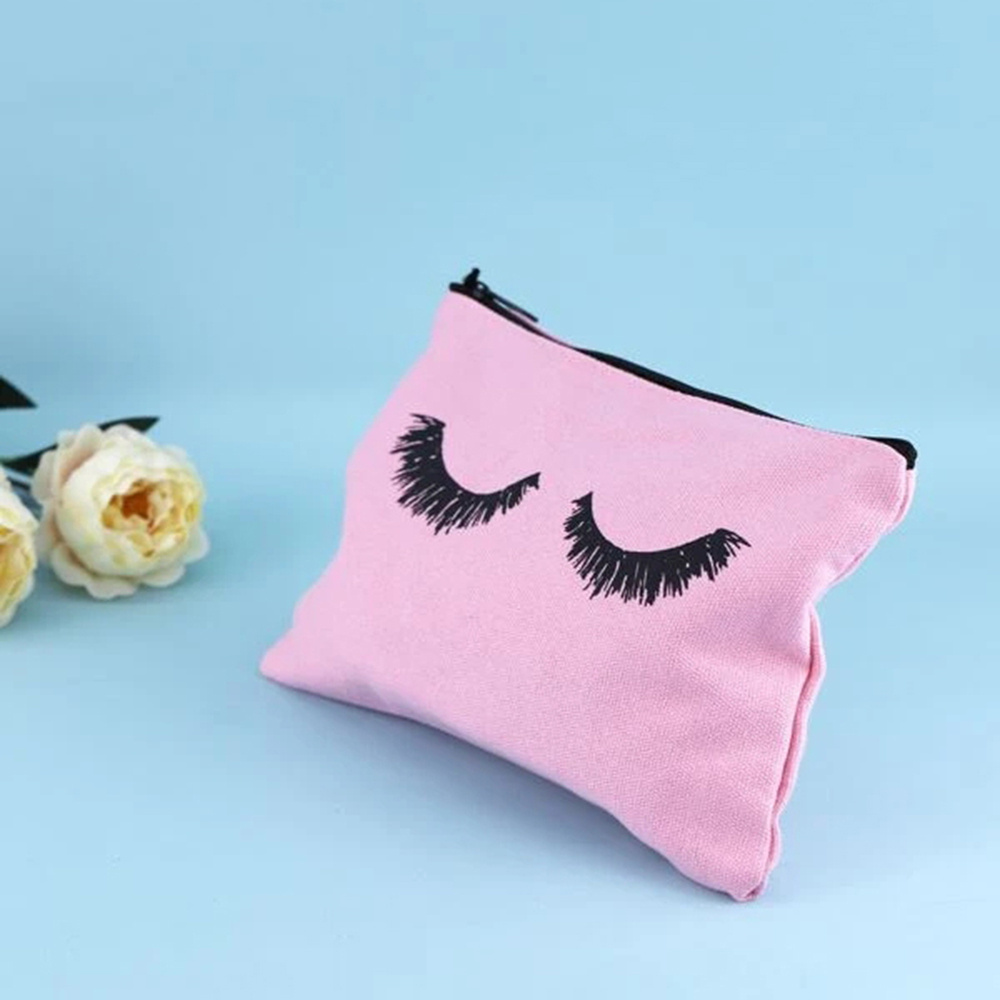 Canvas Eyelash Makeup Bag for Travel and Storage