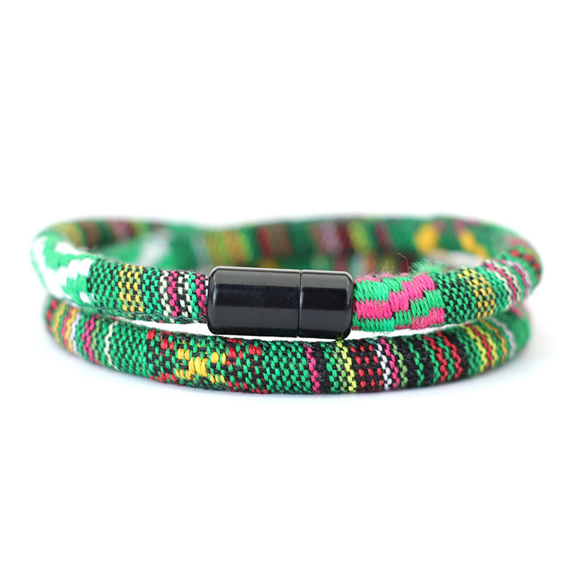 Men's Colored Fabric Braided Wristband Bracelet