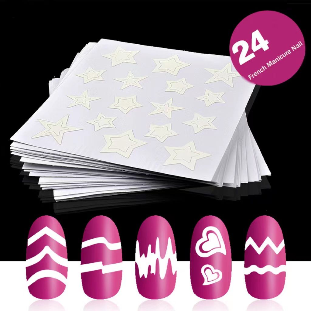 24 Sheets Set Manicure Diy Nail Art Tips Guides Stickers Strip Nail Tools  For Finger Nail Stencils | Shop The Latest Trends | Temu