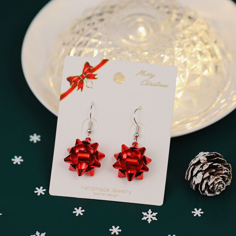 Christmas Tree Snowflake Cane Earrings for Holiday Parties
