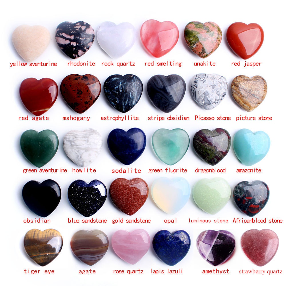 Crystal Heart Shaped Stones Set Assorted Natural - Temu