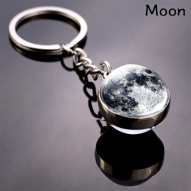 

Glass Ball Solar System Keychains Gift Set Earth/saturn/sun/mars/mercury/jupiter/moon