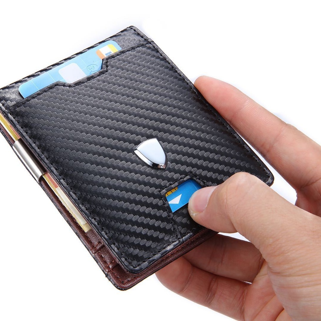 Carbon Fiber Anti Theft Mens Card Change Wallet Card Organizer Wallet