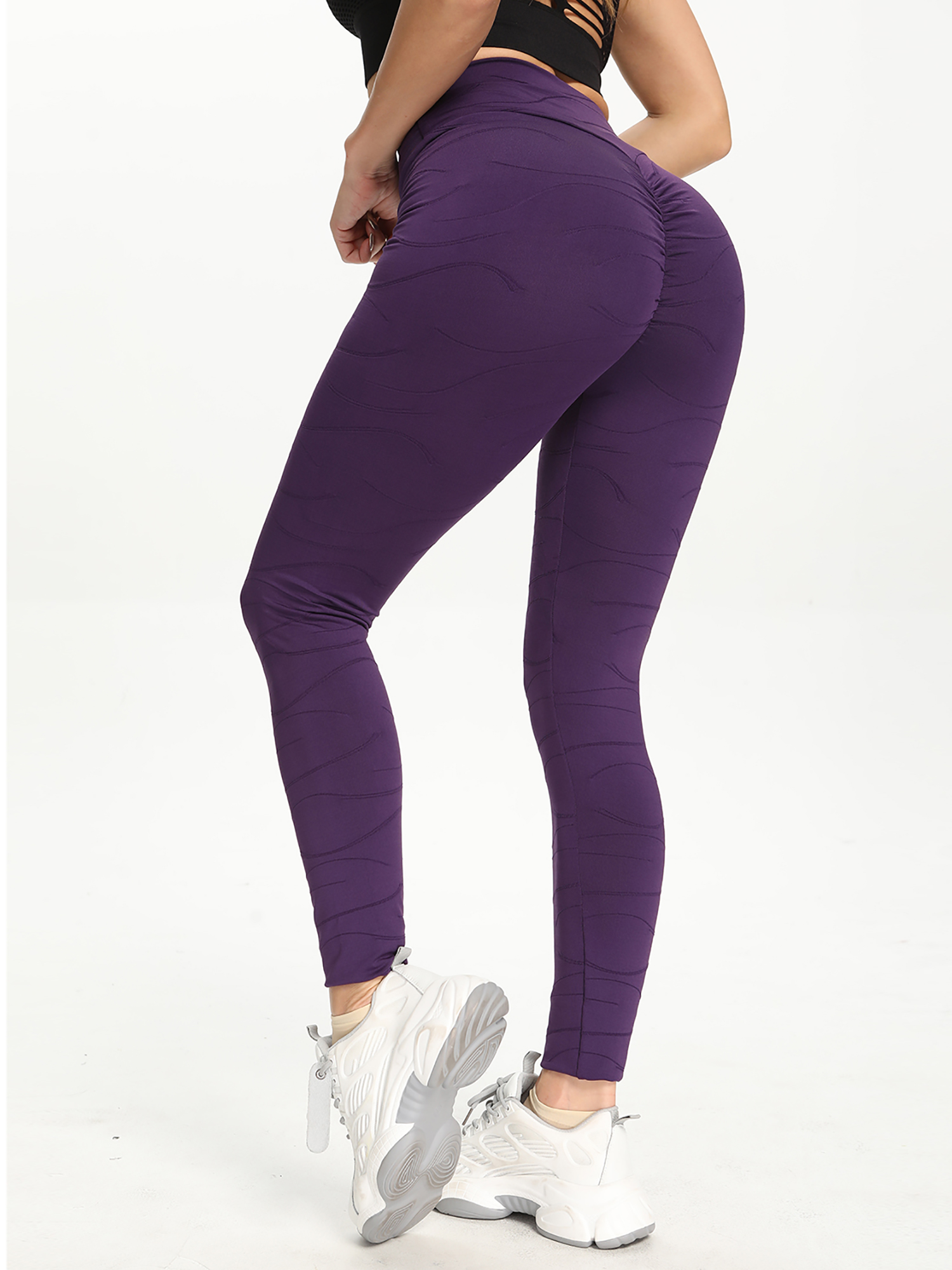 Purple Yoga Leggings - #V-line collection (Aubergine Purple) ~ Vosenta ~  Official Shop