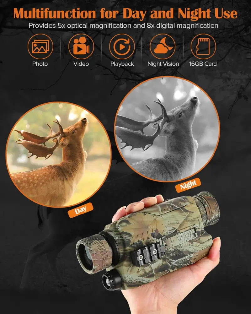digital night vision monocular for darkness travel infrared monoculars with photos videos saving ir high tech spy gear for hunting surveillance night vision goggles scope telescope camera assorted colors details 0
