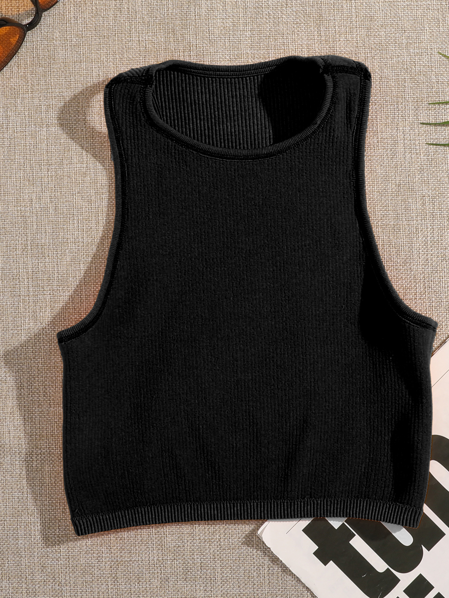 Solid Color Ribbed Knitting Tank Top Seamless Sleeveless - Temu