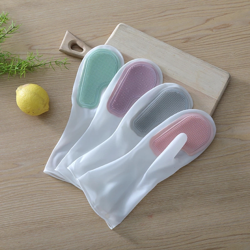 Gants de vaisselle en Silicone, gants de récurage en caoutchouc, brosse de  nettoyage en éponge pour les travaux ménagers de la vaisselle, cuisine