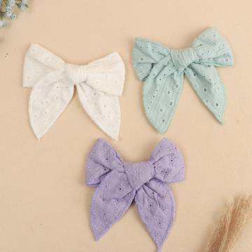 1pc Little Girl Hollow Fabric Fable Embroidery Flower  Hair Bow Clip