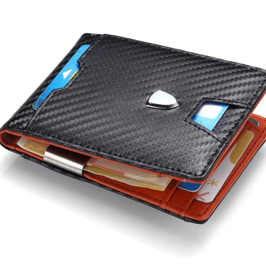 Carbon Fiber Anti Theft Mens Card Change Wallet Card Organizer Wallet