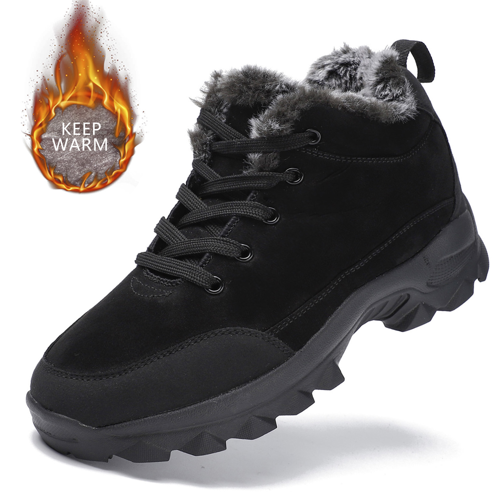 Men's Warm Fleece Comfortable Anti Skid Snow Boots Outdoor Hiking Shoes ...