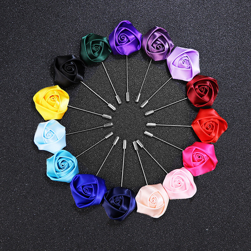 12 Pcs Flower Lapel Pins, Handmade Camellia Flower Boutonniere for Men  Women Suit Wedding Party