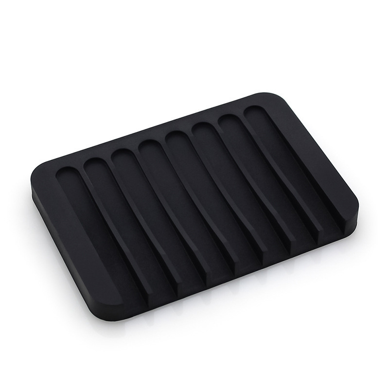 Silicone Soap Dish for Bar Soap Holder for Shower Bathroom Self Draining  Waterfall Drying Tray Keep Soap Bars Dry Clean & Easy Cleaning (Black, 2)