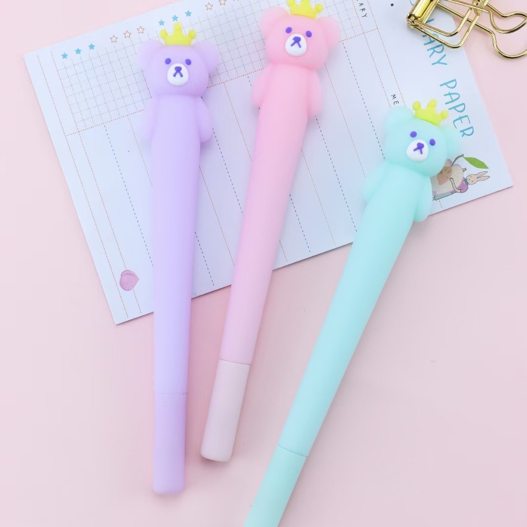 Coffee Color Bear Erasable Press Gel Pen Set Fine Tip Pen - Temu