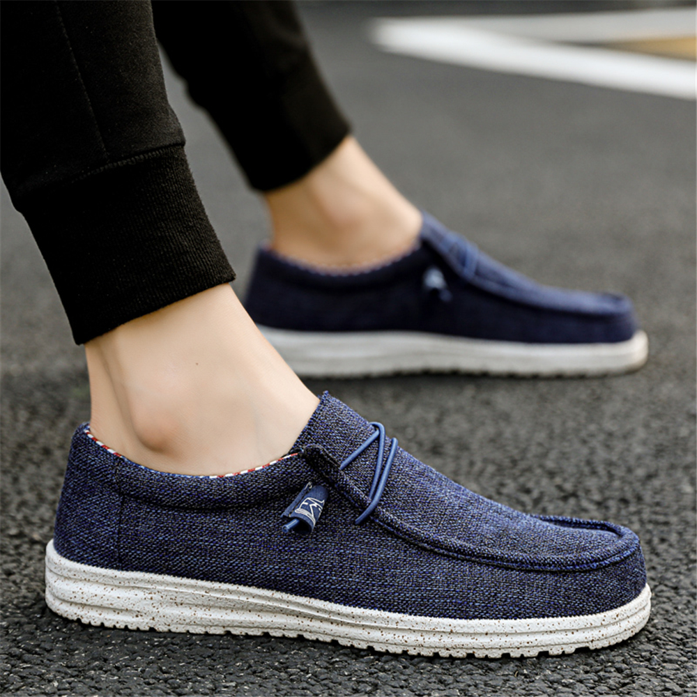 Men's Blue Linen Casual Loafers - Temu