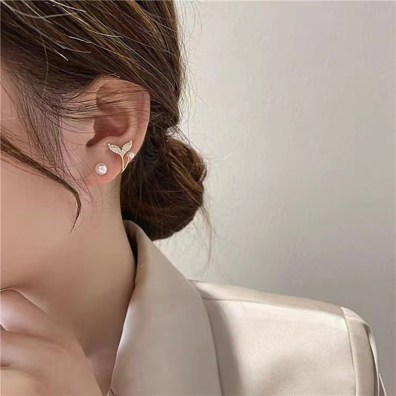Mermaid Tail Shape Artificial Pearl Earrings for Women