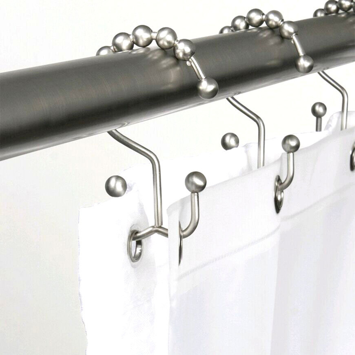 Durable And Stylish Stainless Steel Shower Curtain Hooks - Temu