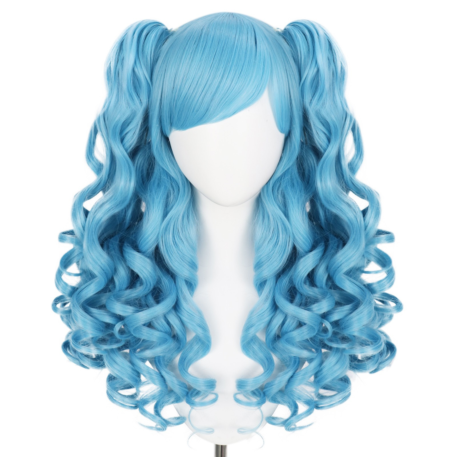 Curly Blue Ponytail Wig Halloween Long Stylish Cosplay Temu