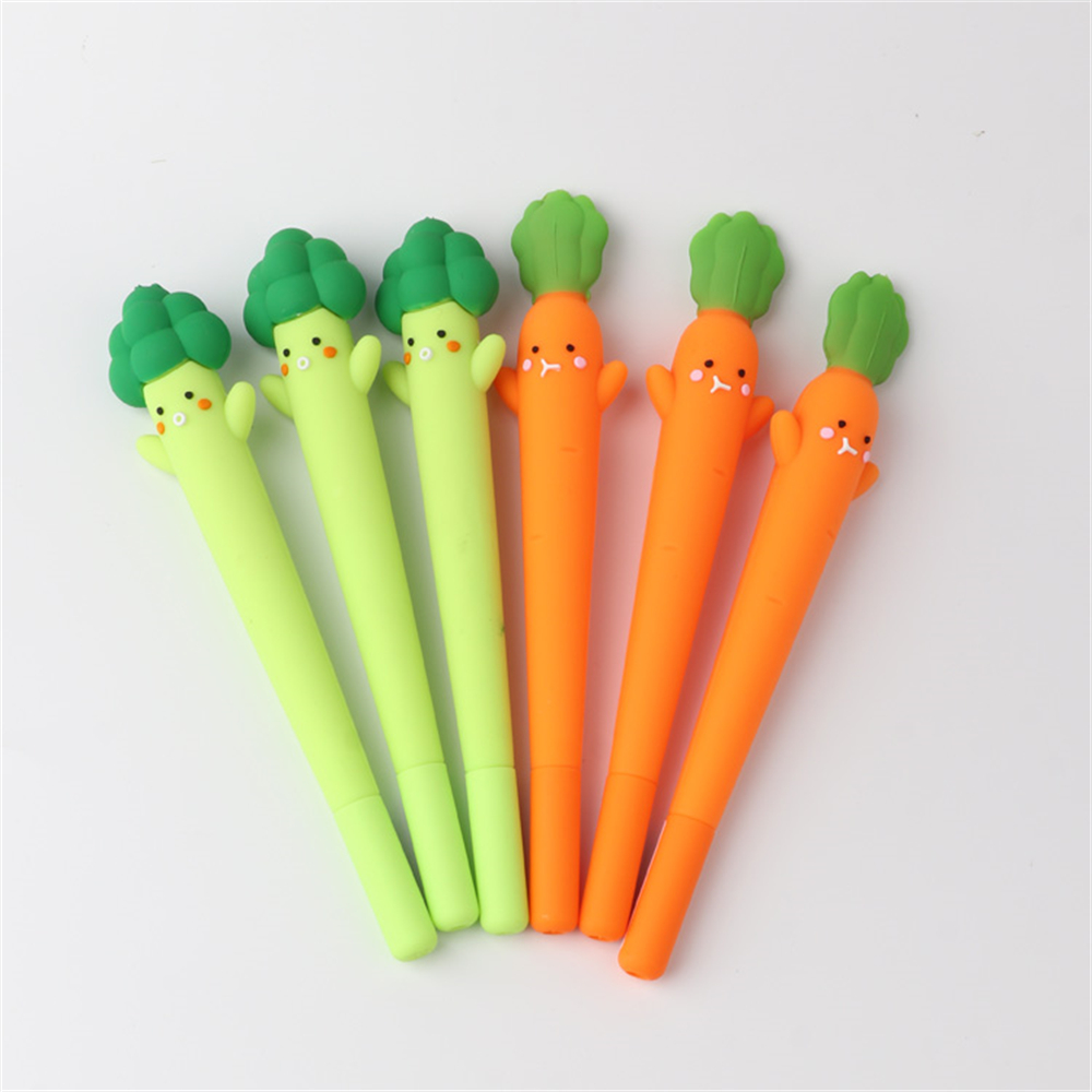 2pcs Cute Kawaii Vegetables Broccoli Carrot Shape Gel Pens