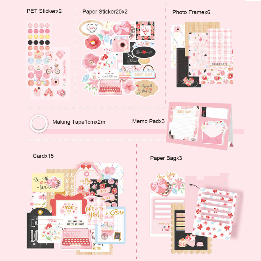 High quality 1PC Pink Heart Washi Tape DIY Decor Scrapbooking