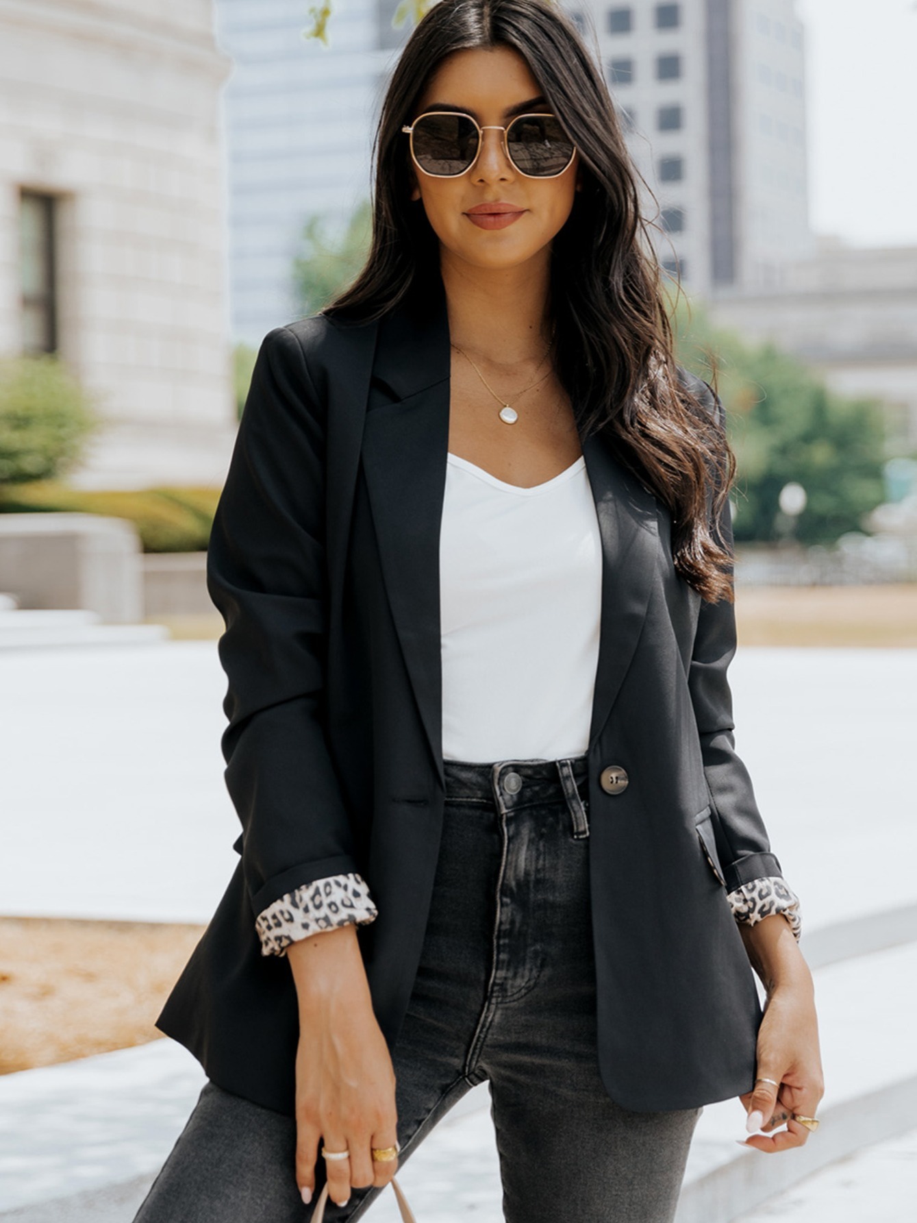 Ladies leopard outlet print blazer