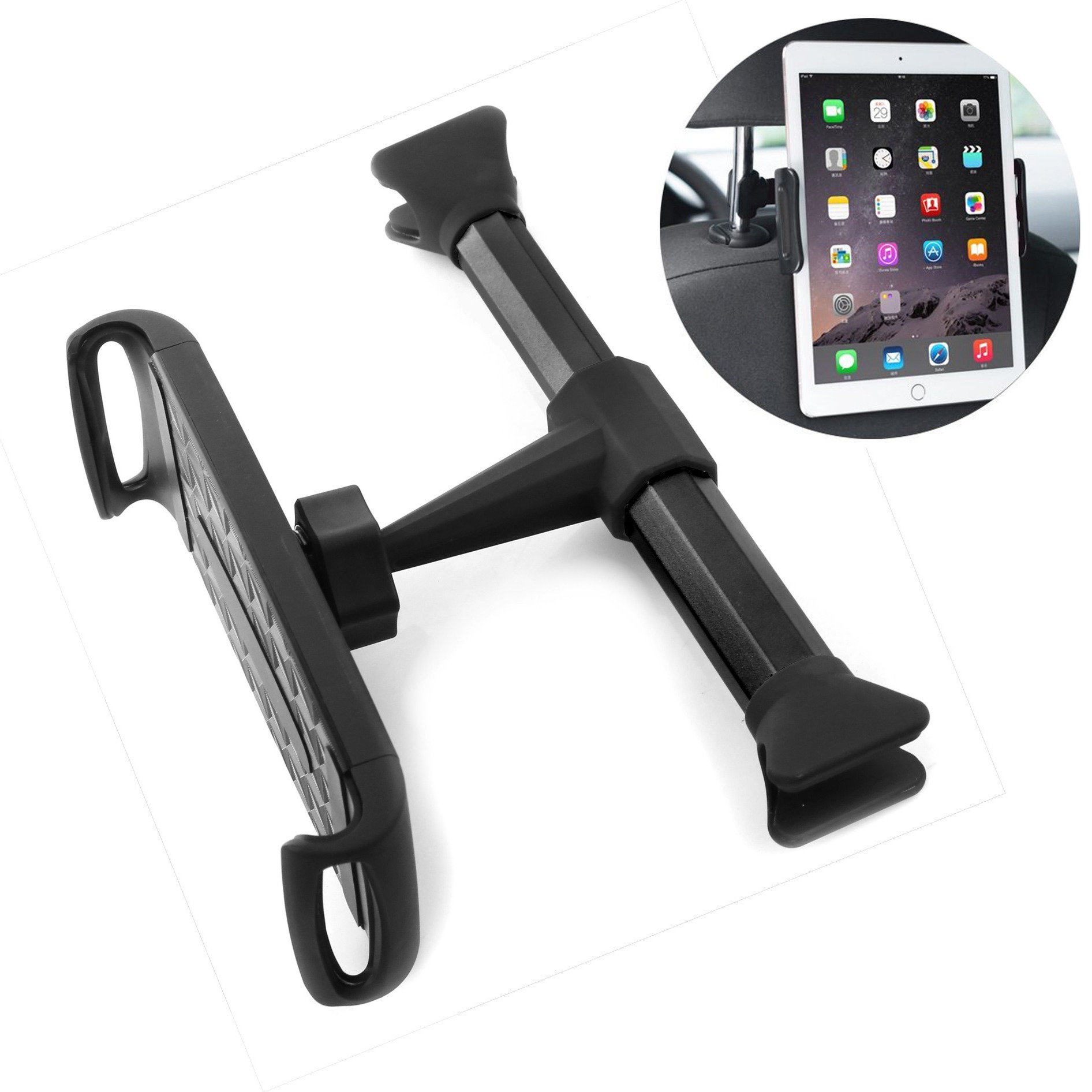 Tablet iPad Holder for Car Mount Headrest-iPad Car Holder Back Seat Travel  Accessories Car Tablet Holder Mount Road Trip Essentials for Kids Adults  Fits All 4.7-12.9 Devices & Headrest Rod 