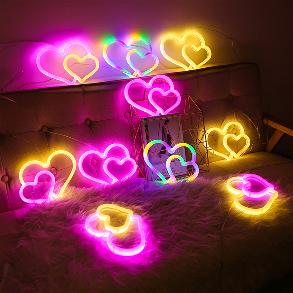 Heart Neon Led Neon Love Size About Battery /usb Power - Temu