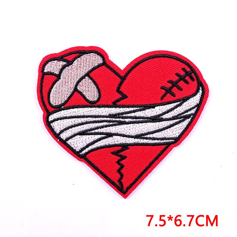 Heart embroidery on fabric pattern Royalty Free Vector Image