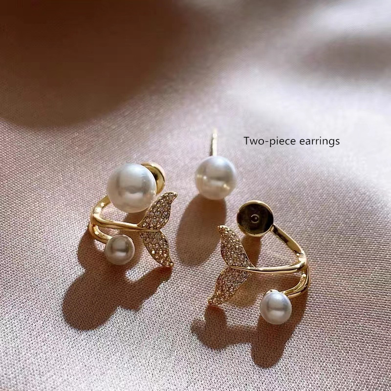 Mermaid Tail Shape Artificial Pearl Earrings for Women