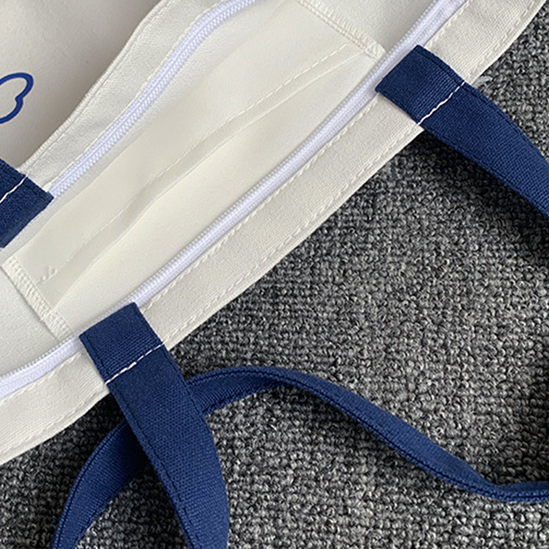 Cloud Print Canvas Shopper Bag with Large Capacity