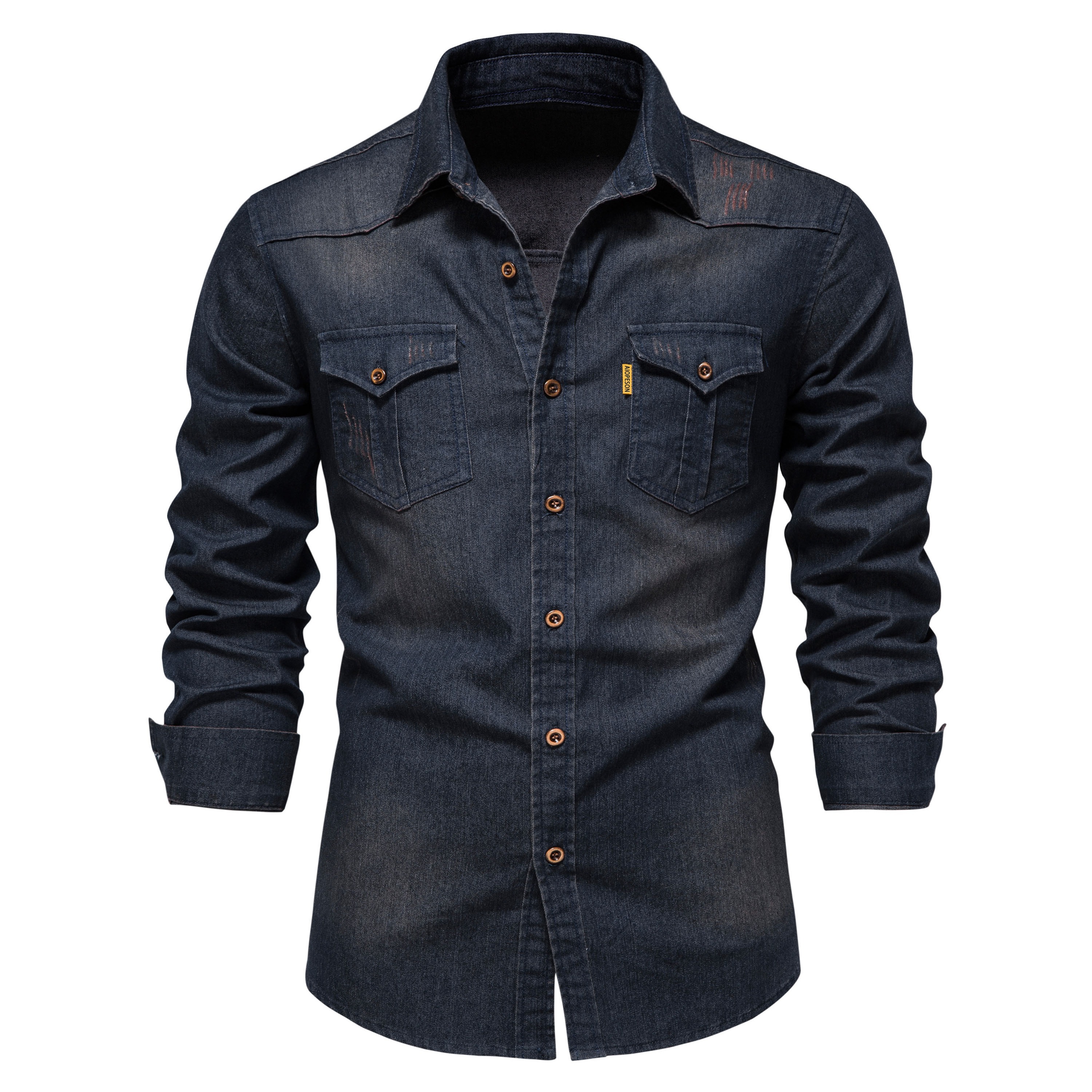 Cotton Denim Shirt Men Long Sleeve Quality Cowboy Shirts For - Temu