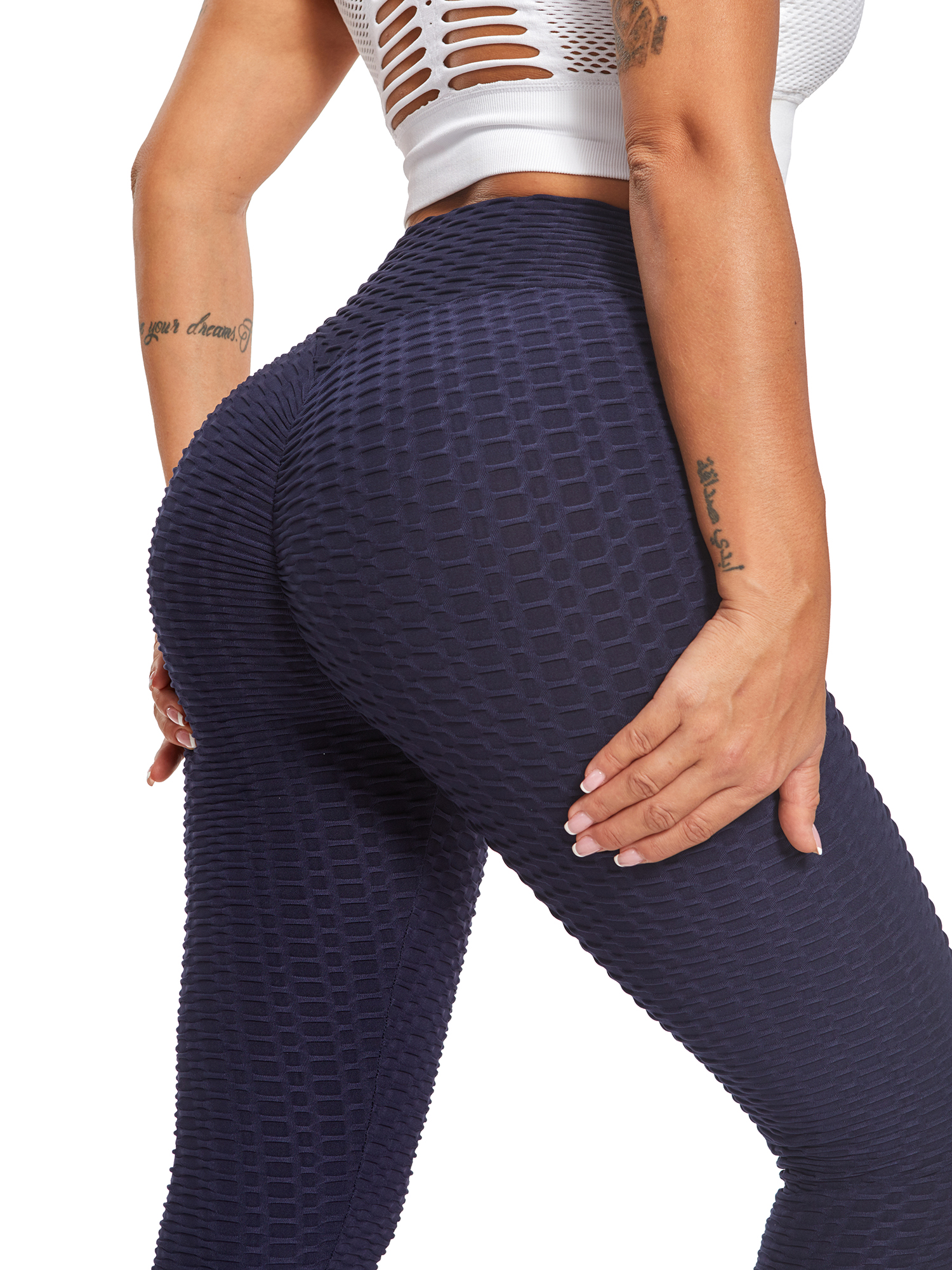  Womens High Waist Yoga Pants Tummy Control Slimming Booty  Leggings Workout Running Butt Lift Tights XL A-Pink
