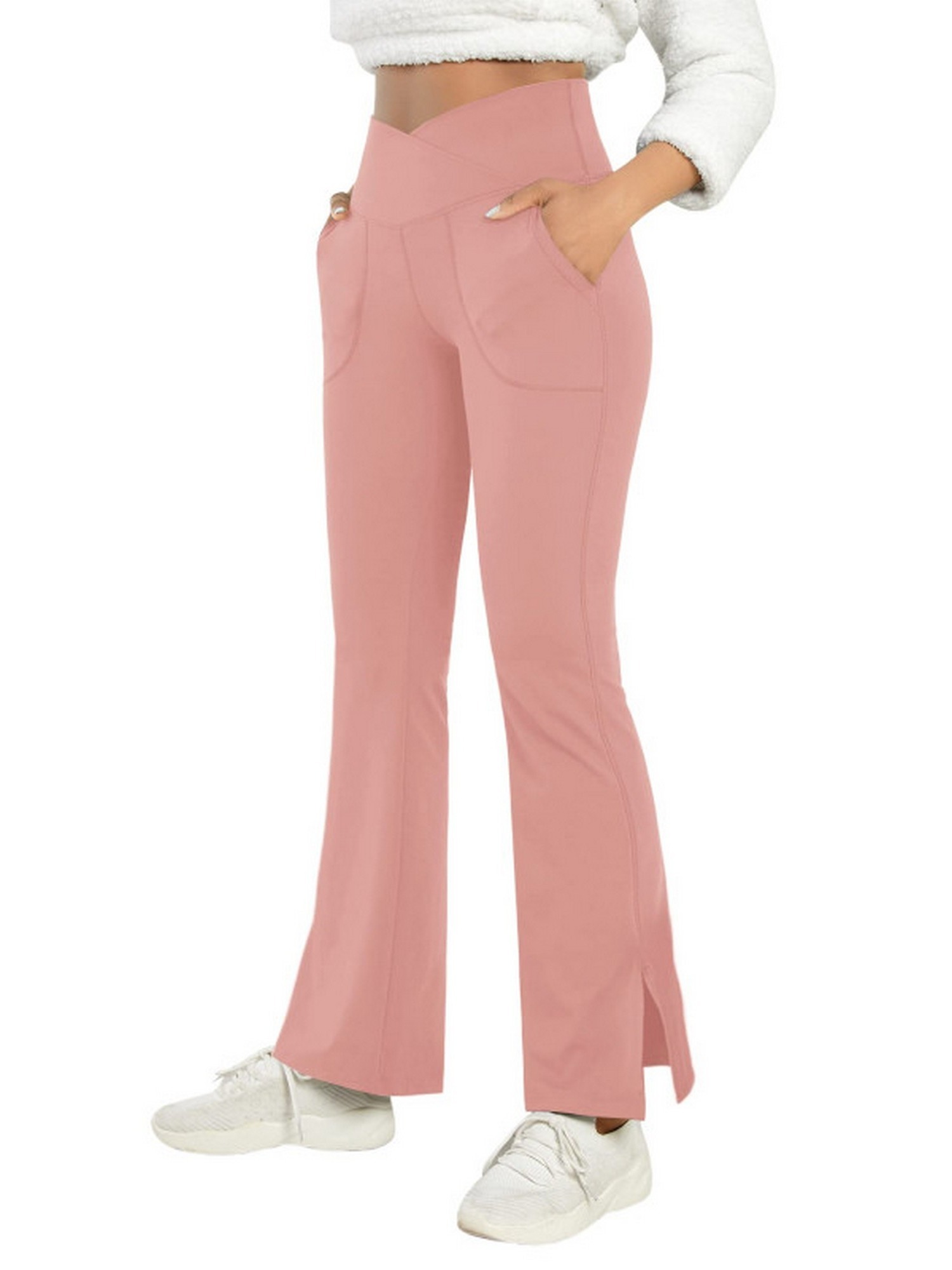 Long Pants For Women Women'S Trousers High Waist Casual Tight Bell Bottom  Pants Wide Leg Flared Pants Pink Xl 