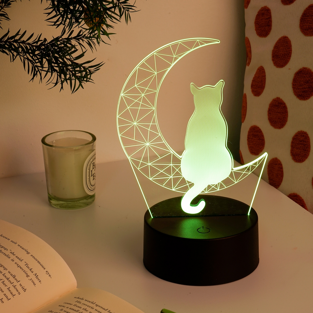 7 Colors 3d Moon & Cat Decorative Night Light - Temu