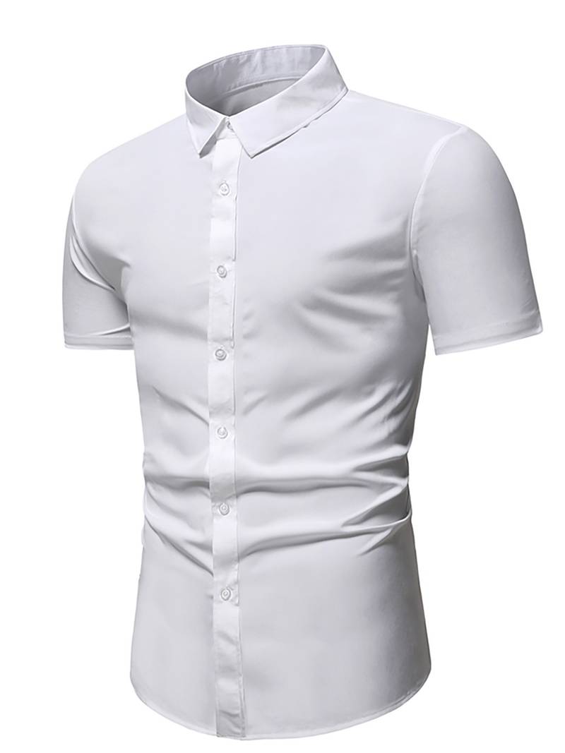 Small Size Mens Multicolor Business Short Sleeve Shirt - Clothing ...