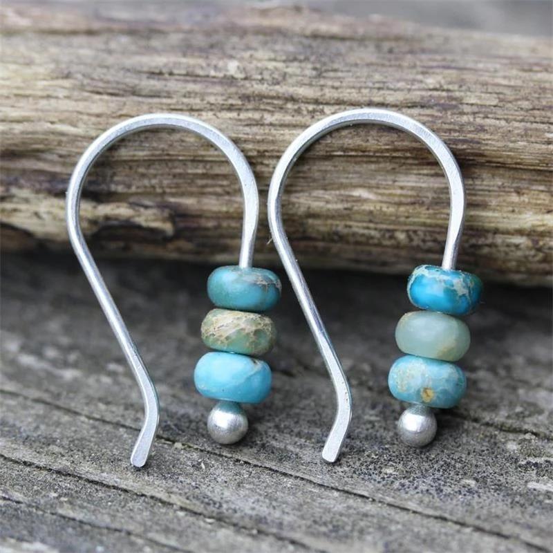 

Boho Turquoise Beaded Earrings Handmade