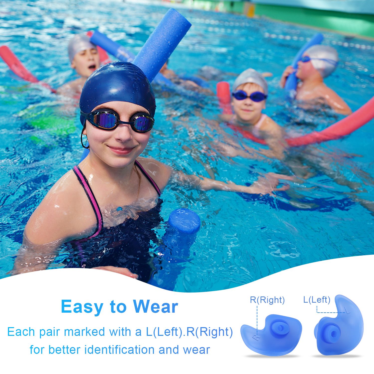 UPINS 14 juegos de pinzas de nariz de silicona impermeables para natación,  tapones para los oídos para adultos y niños, protector de nariz para orejas
